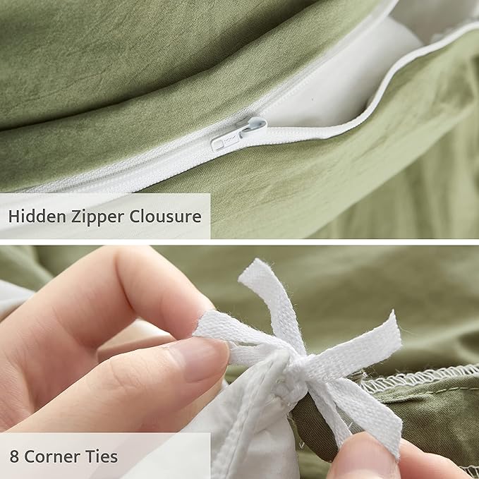 Oli Anderson Sage Green Duvet Cover Queen Size - Image 4