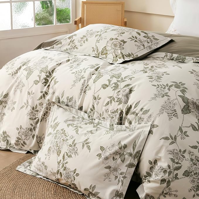 Duvet Cover Set Twin Size Floral Pattern 600 Thread Count Ultra Soft 100% Long - Image 4