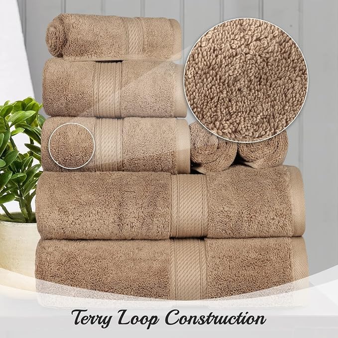Superior Egyptian Cotton Pile 8 Piece Towel Set, Includes 2 Bath, 2 Hand - Image 9
