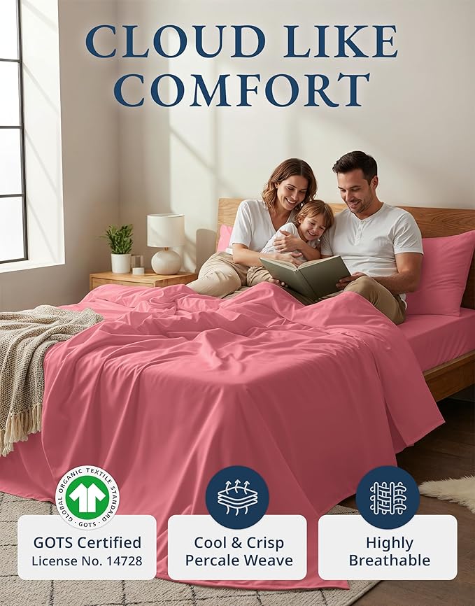 LANE LINEN 100% Organic Cotton Eco Friendly Bed Sheets Extra Long Twin - Image 2