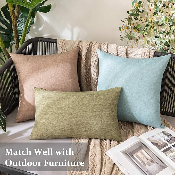MIULEE Pack of 2 Decorative Outdoor Solid Waterproof Throw Pillow Covers Euro - Image 5