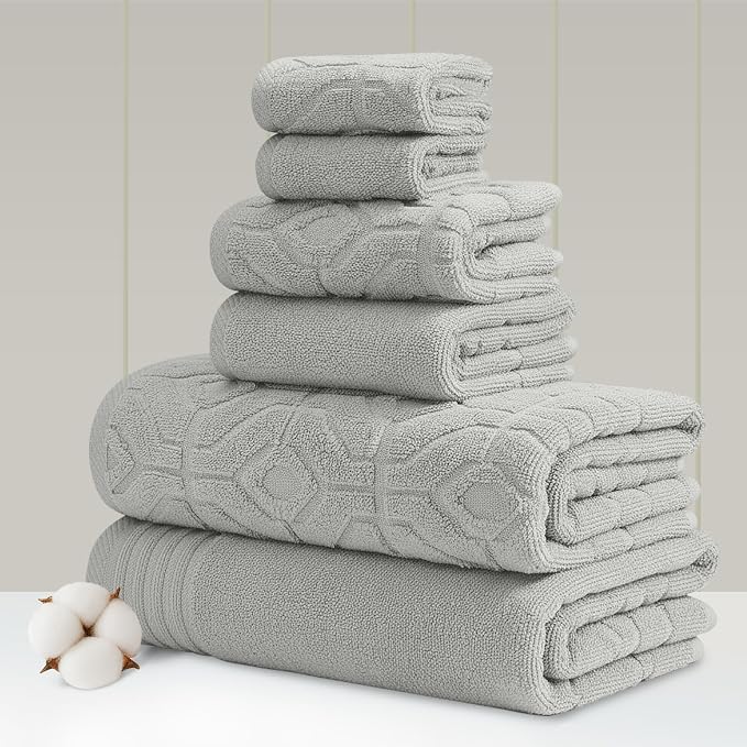 Modern Threads 6 Piece Cotton Bath Towel Set – Ultra Soft 550 GSM Towels – by ModernThreads