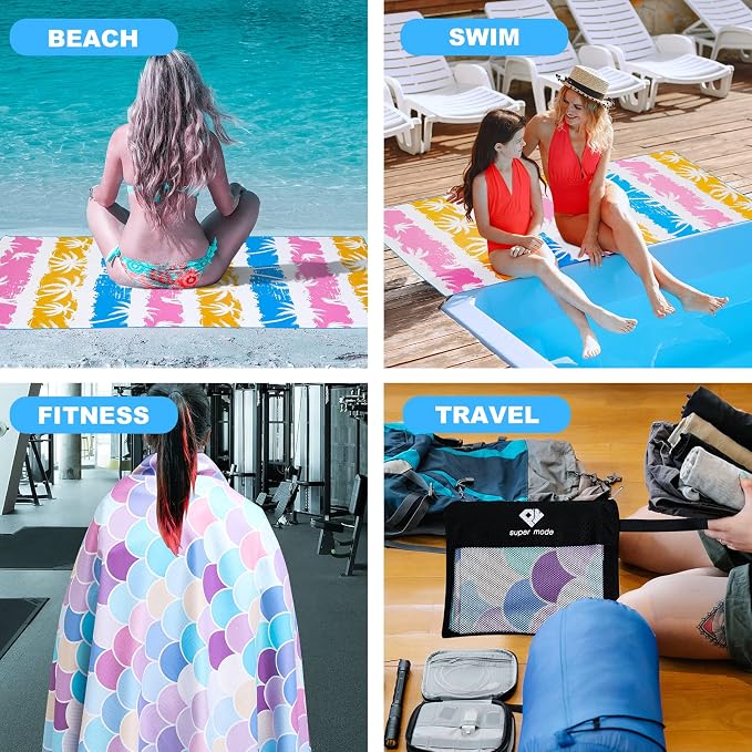 2 Pack Microfiber Beach Towel, Oversized Pool Towel 75”x 35”, Sand-Free Beach - Image 5