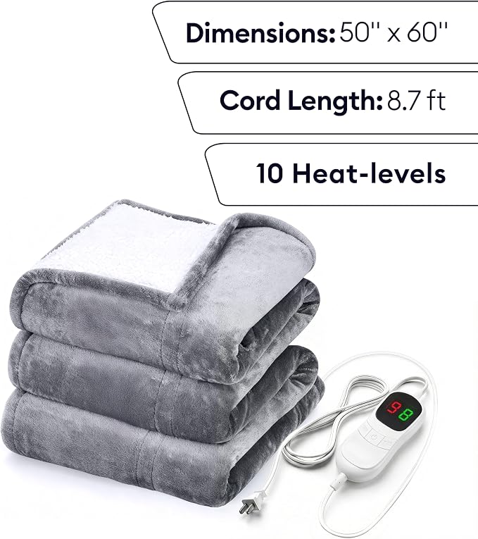 GENIANI Heated Blanket Electric Throw 50"x60" – Safe Electric Heating Blanket - Image 2