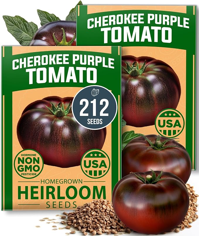 HOME GROWN Cherokee Purple Tomato Seeds 212+ Heirloom Non-GMO Seeds by HOMEGROWN