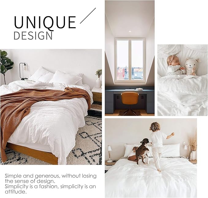 Simple&Opulence 100% Linen Duvet Cover Set 2pcs Basic Style Natural French - Image 5