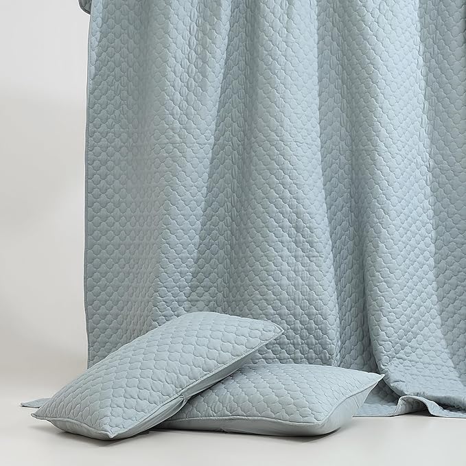 HORIMOTE HOME Quilt Queen Size Chambray Blue, Lightweight Quilts - Image 5