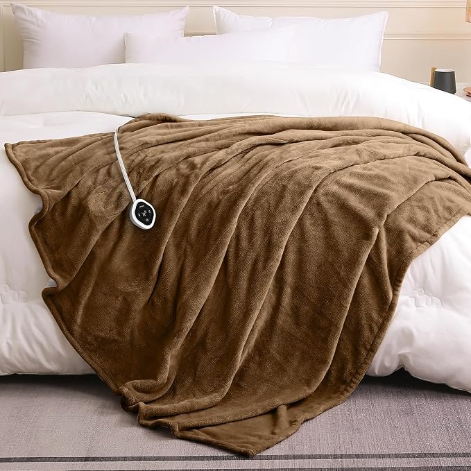 HOMLYNS LuxeHeat Heated Blanket Electric Blanket Twin Size, Soft Flannel Sherpa - Image 7