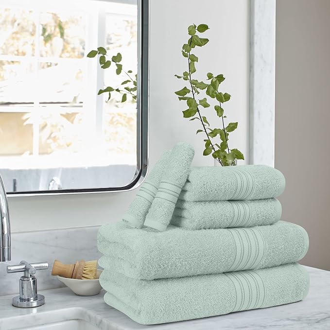BOUTIQUO 6 Pack Cotton Towel Set, Contains 2 Bath Towels 28x55 inch, 2 Hand - Image 3