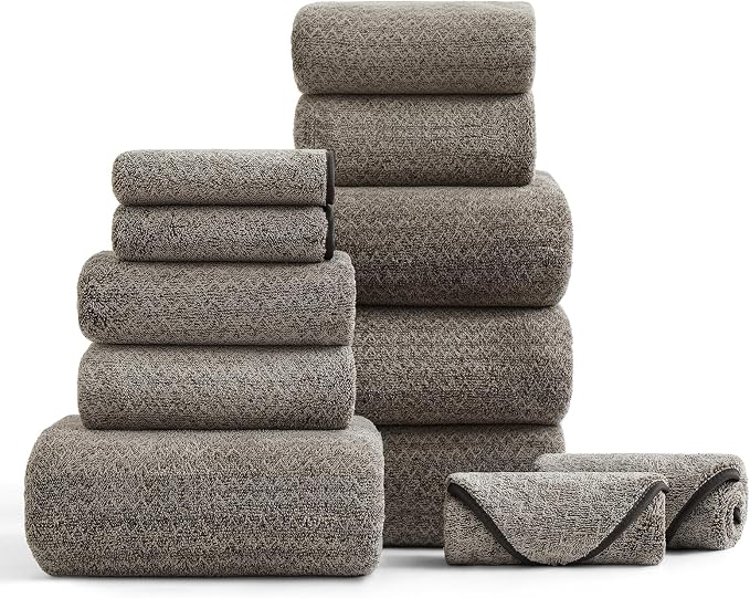 Ultra Soft Bath Towel Set, 12 Piece Family Bathroom Towels Set by BEDDING