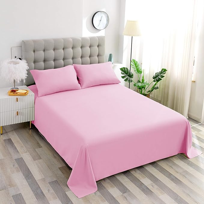 Sfoothome Bedding Flat Sheet, King Pink Top Sheet - Image 5