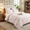 Nayoroom Pink Floral Duvet Cover Queen Size Spring Botanical Blooms Flower by Nayoroom