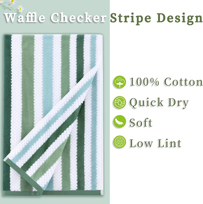 Green and White Towels - Image 2