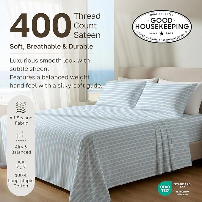 California Design Den Soft 100% Cotton Sheets Full Size Set, 400 TC Good - Image 3