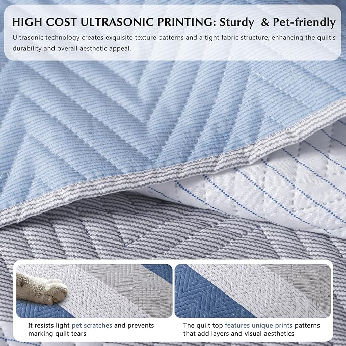 GOONE XL Queen Quilt Set 90"x96", Lightweight Spring & Summer Quilt Set - Image 7
