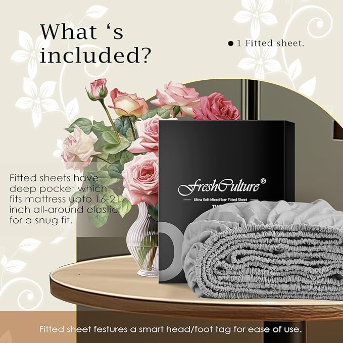 FreshCulture Twin Fitted Sheet Only – Premium Hotel-Quality Fitted Sheet - Image 5