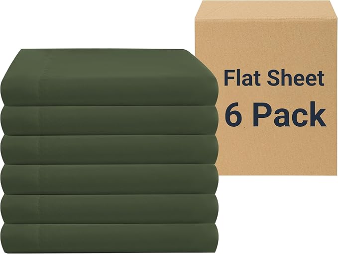 ZPECC Full Flat Sheet Only 6 Pack, Durable Olive Green Top Bed Sheets by ZPECC-ABrandThatHasBeenFocusedOnBabyProductsFor18Years