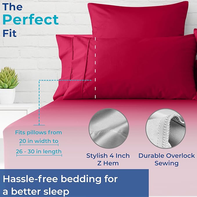 Thread Spread 100% Egyptian Cotton Pillow Cases Queen Size Set of 2 - Image 5