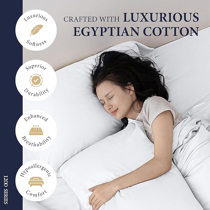 100% Egyptian Cotton Queen Size Sheets Set - Image 2