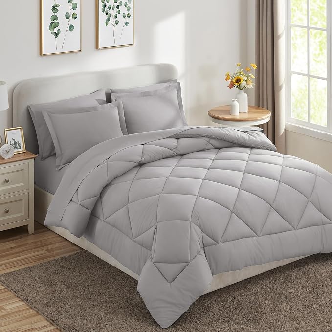 CozyLux King Size Comforter Set French Grey - Image 9
