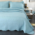 ROOMLIFE Quilt Set Full Size 3D Floral Embroidery Pattern 3-Piece Cotton by ROOMLIFE