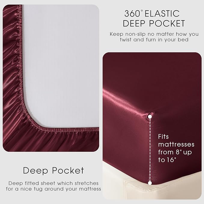 FreshCulture Satin Sheets Twin XL Bed Set - Image 4