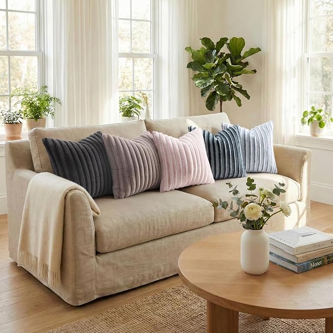 Pallene Faux Fur Plush Lumbar Throw Pillow Covers 12x20 Set of 2, Luxury Soft - Image 5