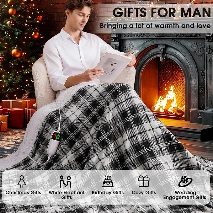Black Heated Blanket Electric Throw, 50X60 Heating Throw - Image 5