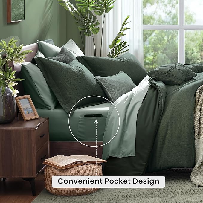 Monbix Full Size Comforter Set, Deep Forest Bedding Comforter - Image 4