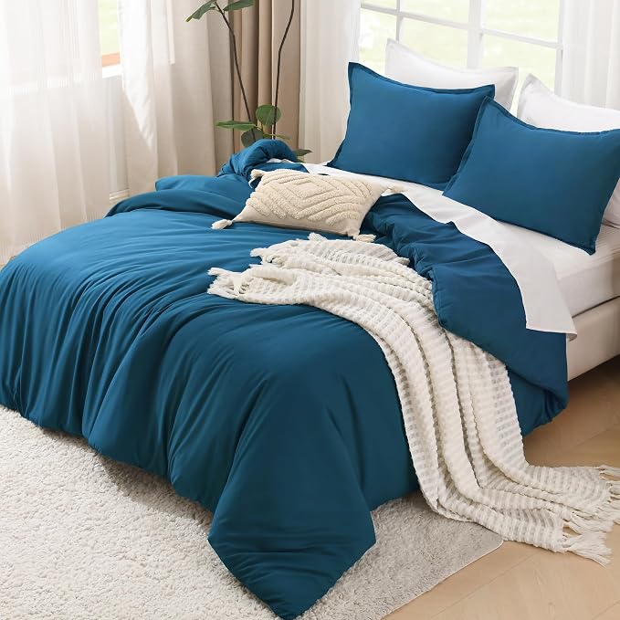 Litanika Teal Comforter King Size, 3 Pieces Turquoise Lightweight Solid Bedding - Image 4