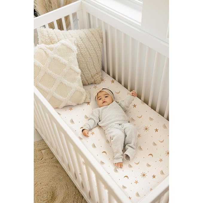 Konssy Muslin Crib Sheets for Girl Boy - Image 3