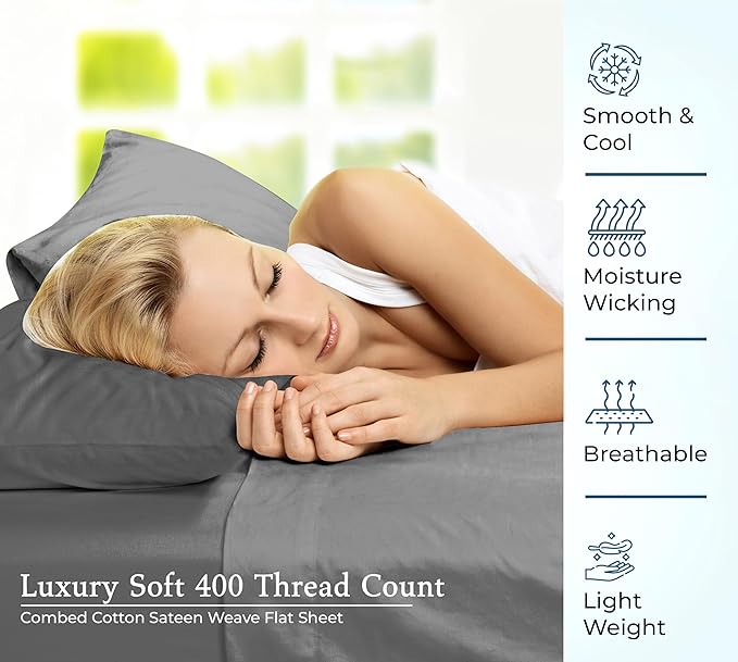 Royale Linen 400 Thread Count 100% American Grown Cotton Flat Sheet - Image 5
