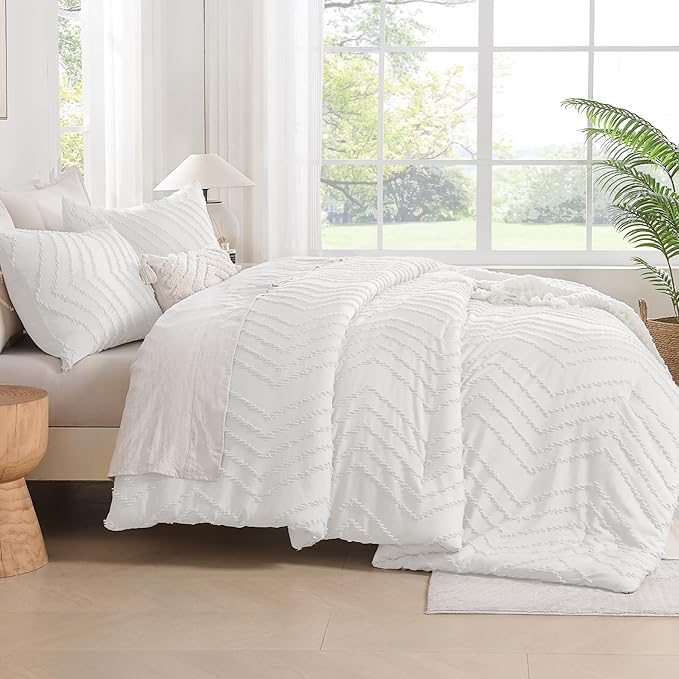 Andency White Oversized Super King Plus Comforter Set 128x120, Extra Large King - Image 7