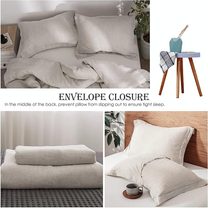 Simple&Opulence 100% Linen Duvet Cover Set 2pcs Basic Style Natural French - Image 4