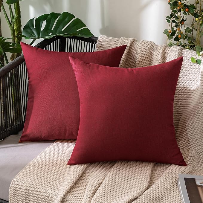 MIULEE Pack of 2 Decorative Outdoor Solid Waterproof Throw Pillow Covers Faux by MIULEE