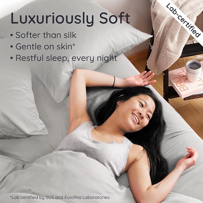 Bambaw 100% Viscose Derived from Bamboo Fitted Sheet Twin Size, Cooling Fitted - Image 4