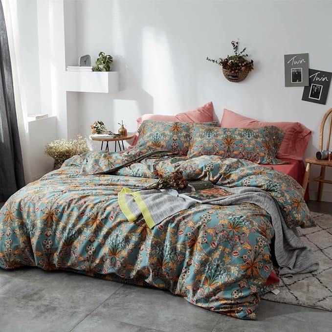 mixinni Vintage Floral Duvet Cover Twin XL Boho Bedding Soft Cotton Flower - Image 2