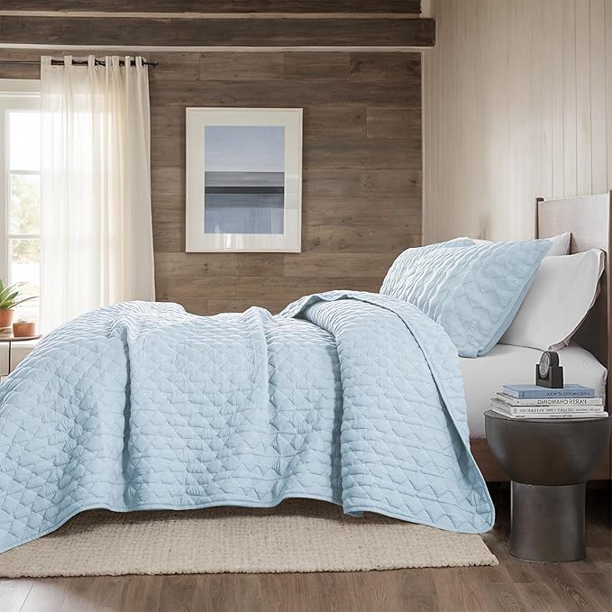 WDCOZY Light Blue Quilts Queen Size Bedding Set - Image 5