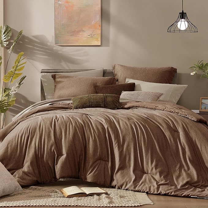 Monbix Full Size Comforter Set, Bedding Sets Full 7 Pieces, Cationic Dyeing Bed by Monbix