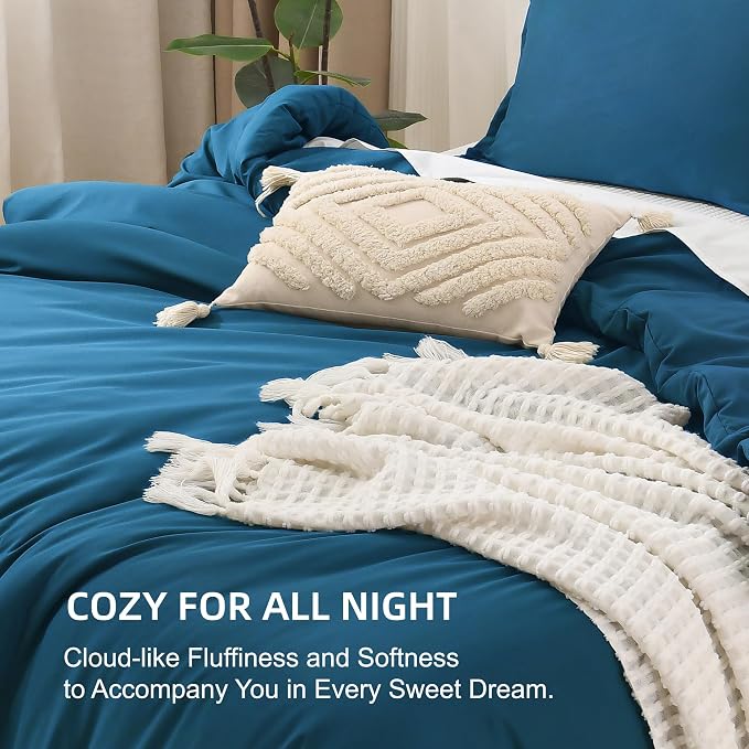 Litanika Teal Comforter King Size, 3 Pieces Turquoise Lightweight Solid Bedding - Image 7