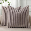 Pallene Faux Fur Plush Throw Pillow Covers 18x18 Set of 2, Luxury Soft Fluffy by PALLENE