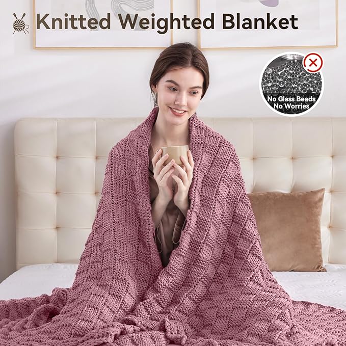 Knitted Weighted Blanket for Adults, Breathable Chunky Knit, Cooling for Hot - Image 5