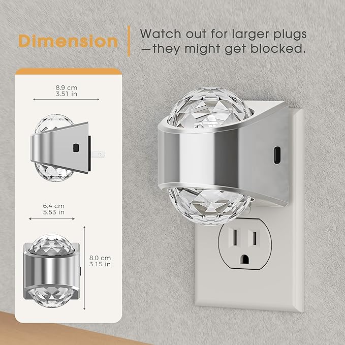 Briignite Night Light, Sliver Night Lights Plug into Wall, LED Projector Night - Image 6