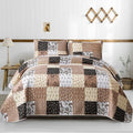 Mybedsoul Brown Patchwork Quilt Set California King Size, 3 Pieces Khaki Floral by Mybedsoul