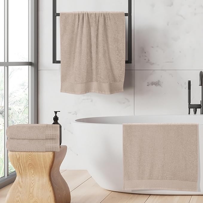 GLAMBURG Ultra Soft 4 Pack Oversized Bath Towel Set 27x54 inches, 100% Cotton - Image 5