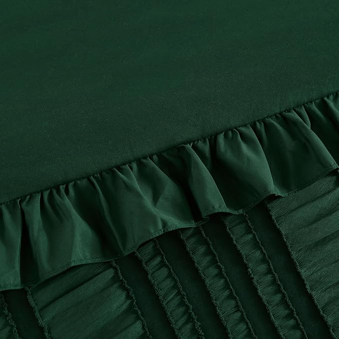 WONGS BEDDING Queen Size Comforter, Christmas Emerald Green Boho Comforter Set - Image 6