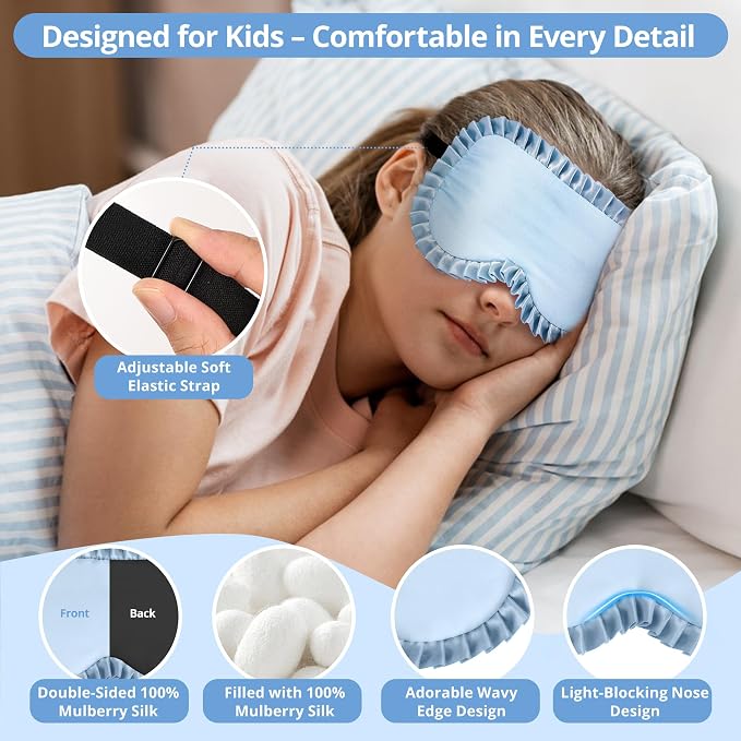 Kids Sleep Mask, 100% Real Mulberry Silk Eye Mask, Sleeping Mask - Image 3