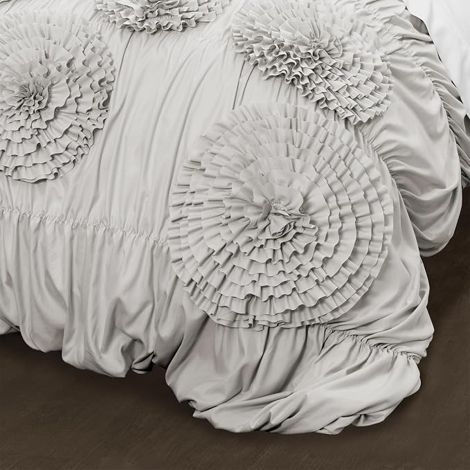 Lush Decor Serena Comforter Set, 3 Piece Set, Light Gray - Image 5