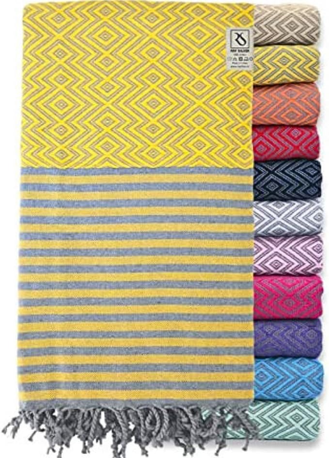 Ray Silver Turkish Beach Towel Oversized 40x71 100% Cotton Sand Free Quick Dry by RaySilver