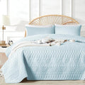 akkialla Twin Size Quilt Bedding Set, Sky Blue Lightweight Microfiber Soft by akkialla
